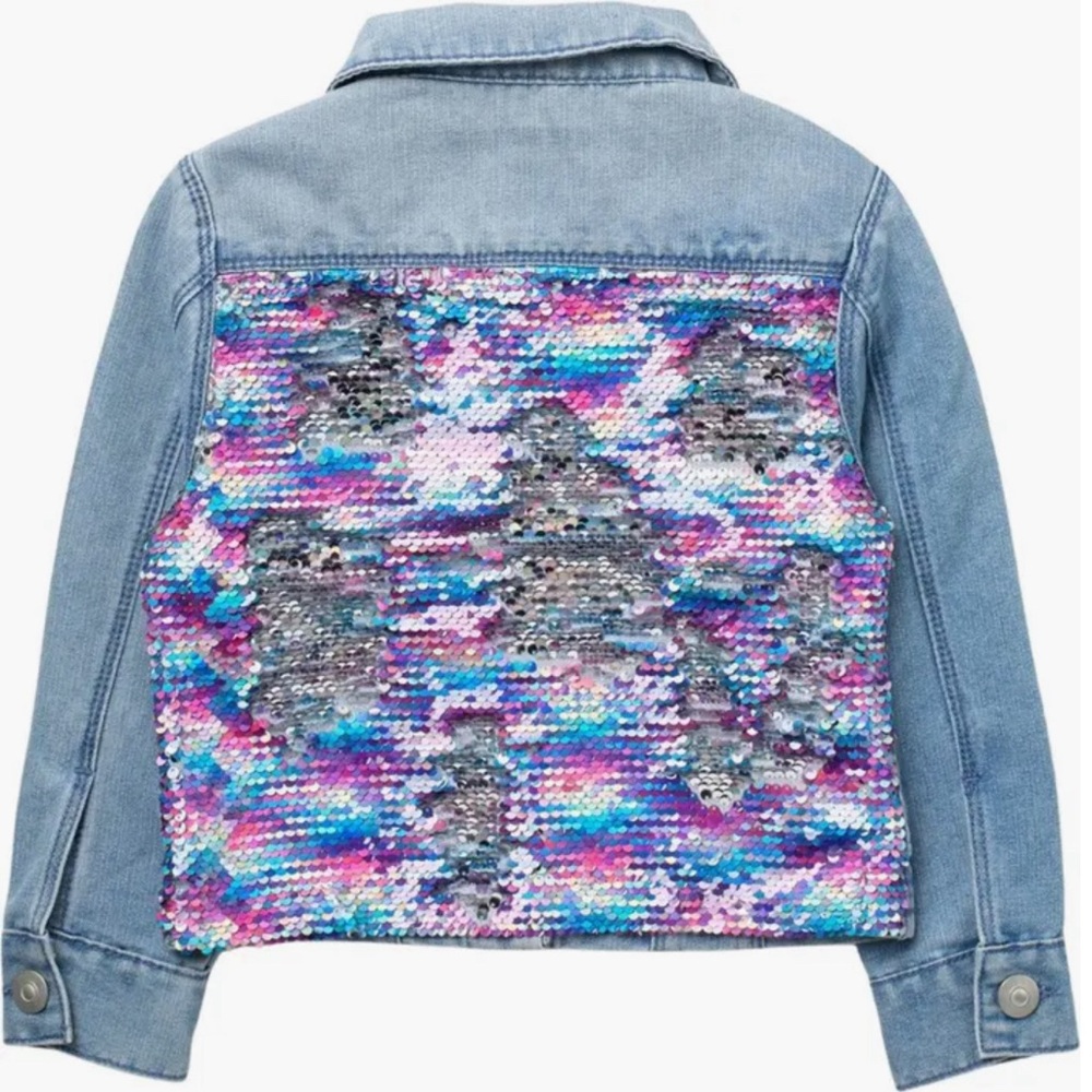 Poured in blue Flip Sequin Denim Jacket